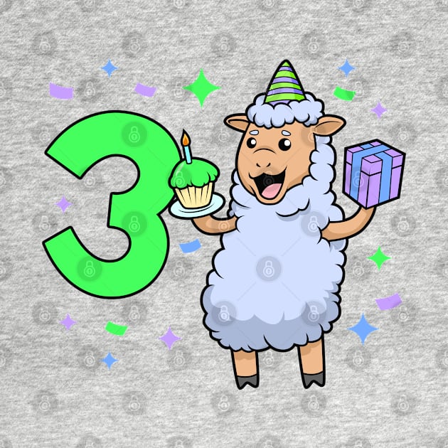 I am 3 with sheep - girl birthday 3 years old by Modern Medieval Design